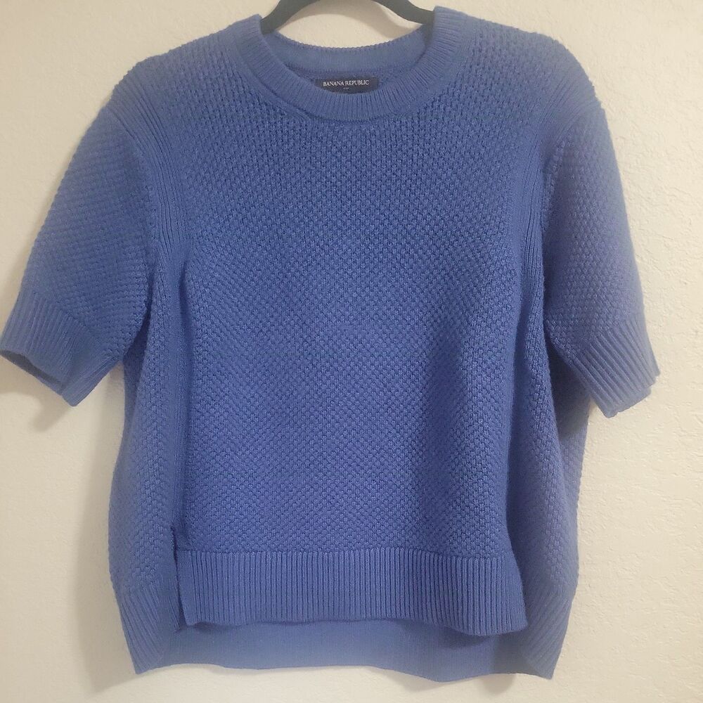 Banana Republic Sweater Women's Small Blue Oversized Short Sleeve Crewneck